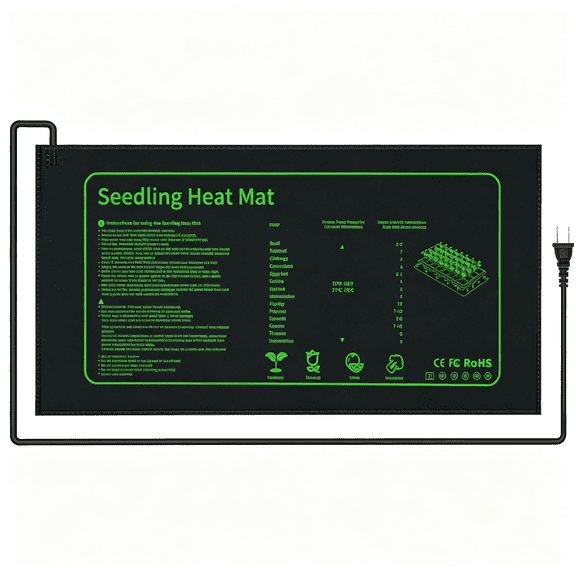 ACDANC Seedling Heat Mat for Seed Starting,10" X 20.75" Waterproof Heating Pad for Indoor Plants Germination Seedling Heat Mat (Black 1 Pack)