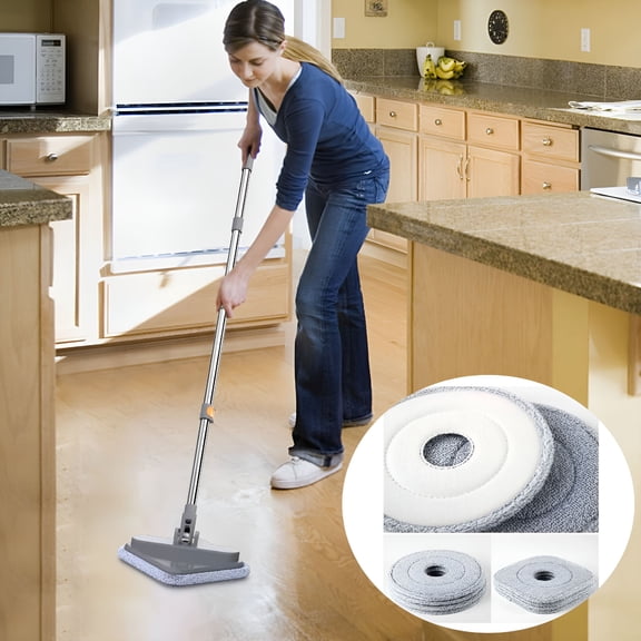 ACDANC Self-Cleaning Flat Mop with Rotatable Head, Adjustable Handle & Wringing Microfiber Cloth for Hardwood & Tile Floors