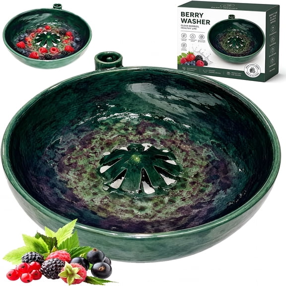 ACDANC Self Spinning Berry Washing Bowl with Drain Holes,360 Degree Cleaning Fruit Swirl Colander Center Cone,Quick Kitchen Rinse Washer for Berries Vegetables Serving