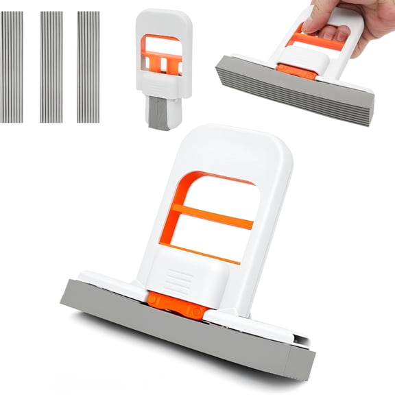 ACDANC Self Squeezing Mini Mop,Orange Small Sponge Mop,Wet and Dry Use Cleaning System,Foldable Desktop Mop,One-Hand Squeeze Handle and Replaceable Head