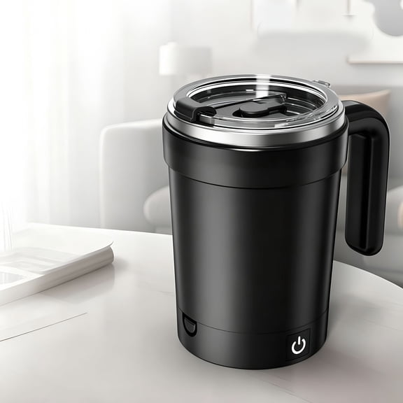 ACDANC Self Stirring Coffee Mug,Automatic Magnetic Stirring Coffee Mug with Temperature Display,Detachable Base Self-Stirring Mug,Smart Mixing Cup for Coffee,Chocolate,Milk,Tea (Black)