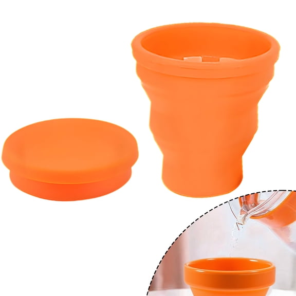 ACDANC Self Stirring Cup Foldable Design Collapsible Cup Heat Protection Circle Camping Mug,Orange