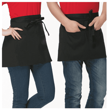 ACDANC Server Apron,Rehabilitation Bib Waitress Apron,Meal Protection Aprons for Women with Pockets,Convenient Wear Black Apron,