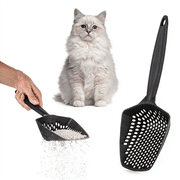 ACDANC Set of 1 Fine Mesh Cat Litter Scoop with Small Holes,Deep Sifting Shovel for Litter,Reptile Terrarium Sand&Rabbit Pooper Lifter,Hanging Handle Poop ScooperBlack,Set of 1