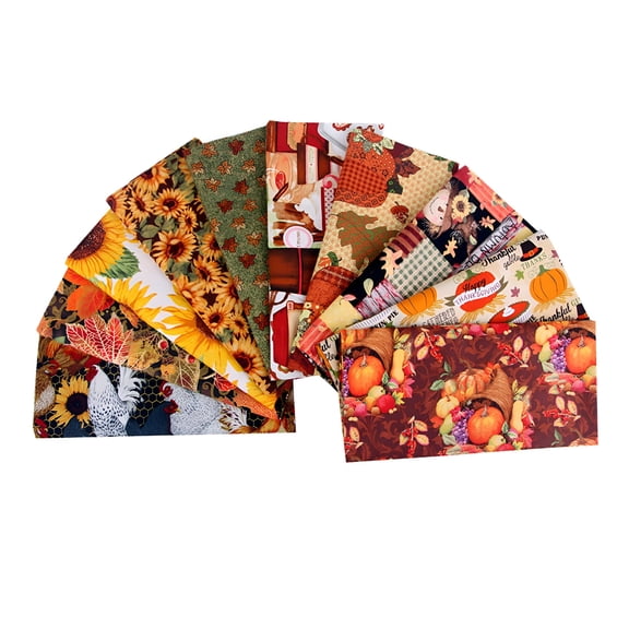 ACDANC Set of 10 Halloween Cotton Fabric Quilting Patchwork Bundles Fabric for Scrapbooking Cloth Sewing DIY Craft Pillows 25x25cm Thanksgiving Theme