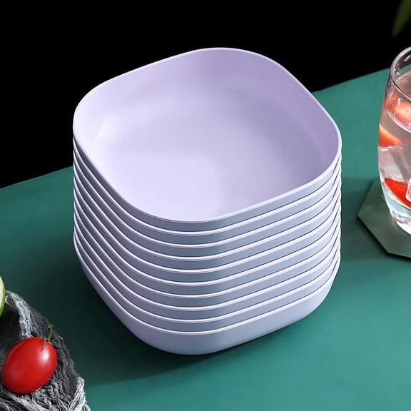 ACDANC Set of 10 Square Stackable Dinner Plates Durable and Tableware for Home Kitchen Use