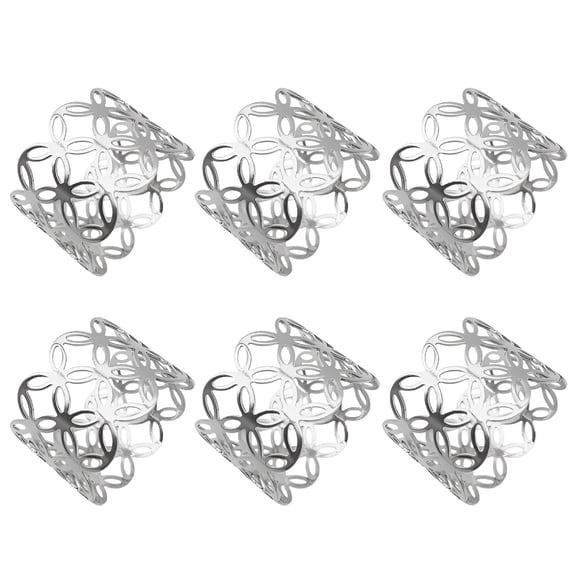 ACDANC Set of 6 Elegant Hollow Metal Napkin Rings - Perfect for Weddings,Parties,Dinners,and Banquets