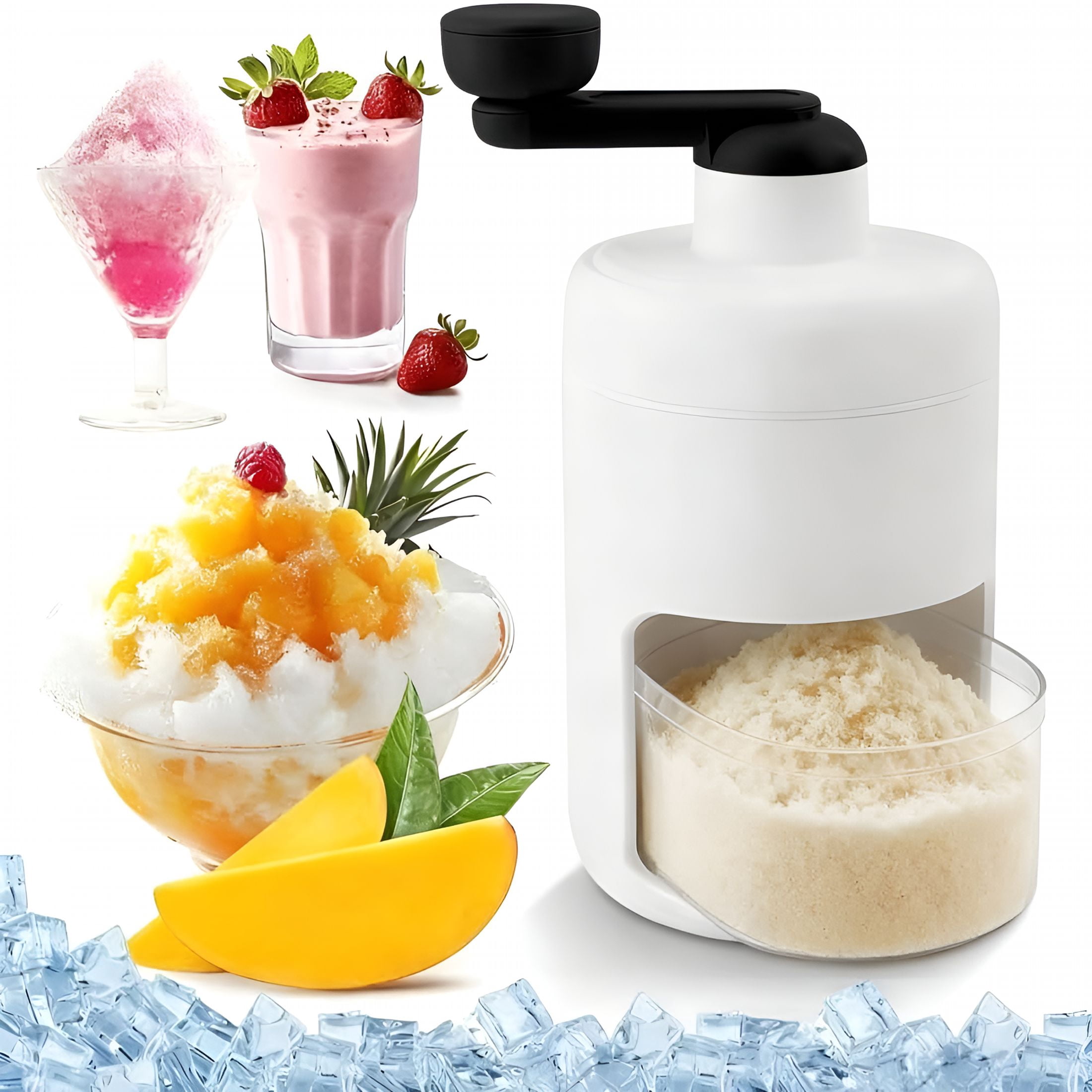 ACDANC Shaved Ice Mini Snow Cone Machine,Portable Countertop Ice Shaver with No Slip Base,No Electricity Needed,Ice Cup Included,Lightweight,Stainless Steel Blade
