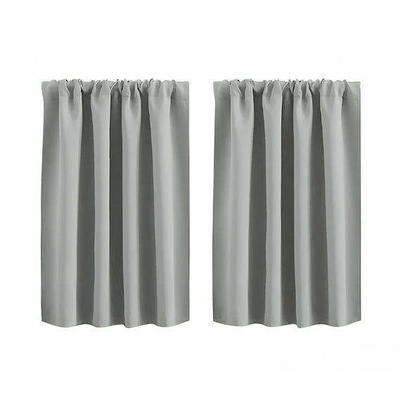 ACDANC Short Black Out Curtains 36 Inch Length,Small Blackout Curtain Tier Rod Pocket Half Window Curtains for Kitchen Basement Cabinet Camper Rv Bunk,2 Pcs,Each 30X36",Gray