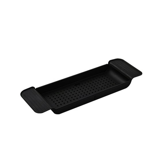 ACDANC Shower Organizer,Multi-Item Storage Capacity Adjustable Bath Tray for Tub,Quick Drainage Design Bathtub Accessories,Black