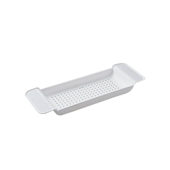 ACDANC Shower Organizer,Multi-Item Storage Capacity Adjustable Bath Tray for Tub,Quick Drainage Design Bathtub Accessories,White