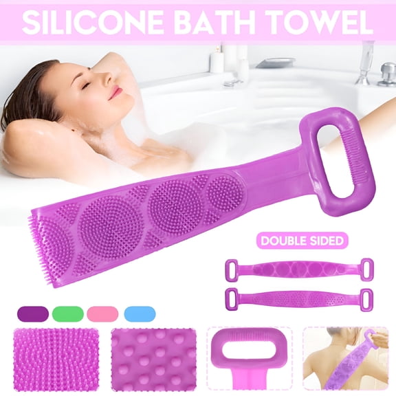 ACDANC Silicone Back Scrubber,Bath Shower Body Massage Brush,Silicone Bath Towel,Body Brush Belt,Cleaning Shower Strap,Double-Sided Washing Towel Scrubber