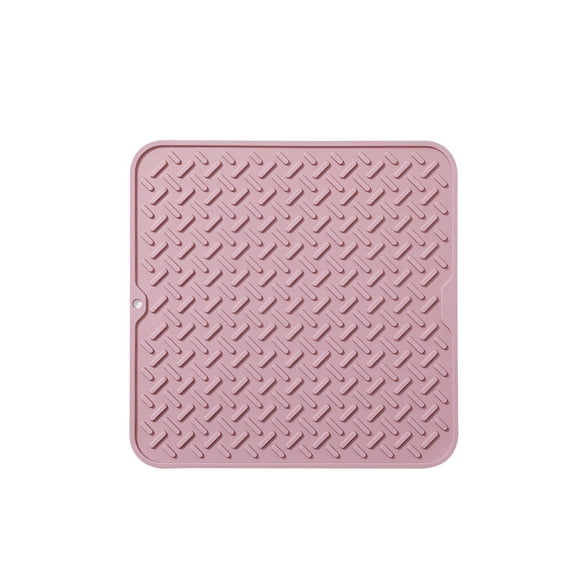 ACDANC Silicone Dish Drying Mat,Scratch-Proof Drying Mat for Kitchen Counter,Heat-Insulating Dish Rack Mat,Pink