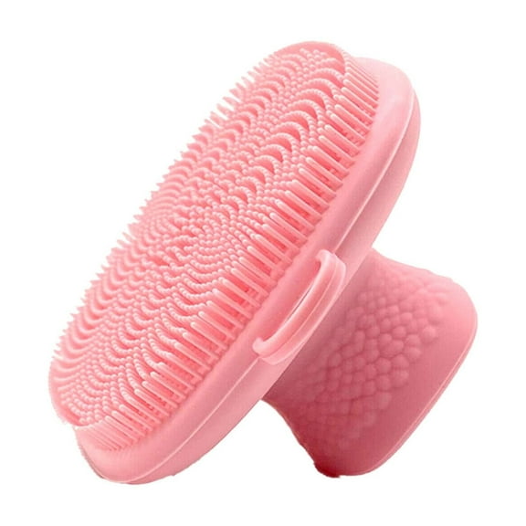 ACDANC Silicone Face Scrubber for Men,Food-Grade Silicone Bristles Face Cleansing Brush for Gentle Cleansing,Non-Slip Handle Skin Care for Cleansing and Exfoliating,Pink,Square