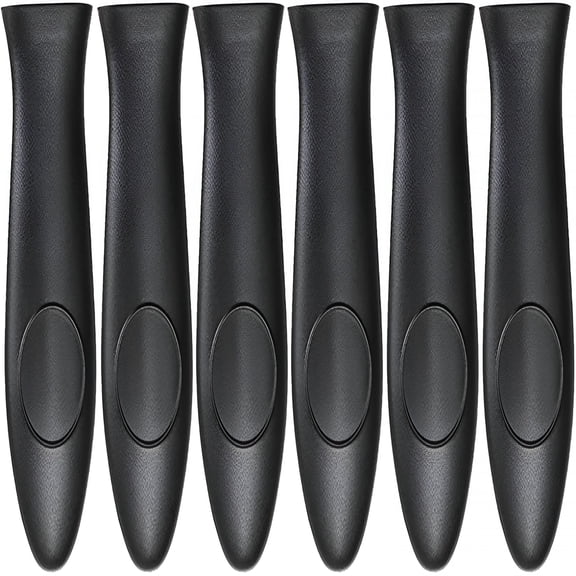 ACDANC Silicone Hot Handle Holder Reusable 6 Pcs Heat Resistant Pot Handle Sleeve Non-Slip Potholder Dishwasher Safe Rubber Grip Handle Cover for Pans,Cast Iron,Griddles,Cookware Handles Black