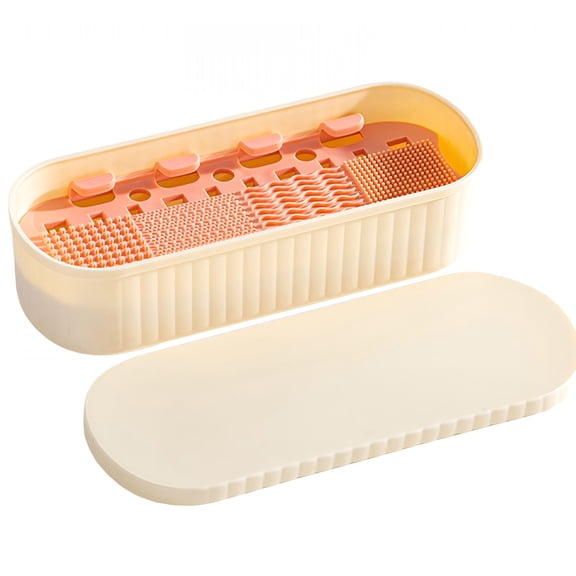 ACDANC Silicone Makeup Brush Cleaner Mat Drying Holder,Portable Cosmetic Brushes Storage Box,3 in 1 Cleaning Tool Organizer