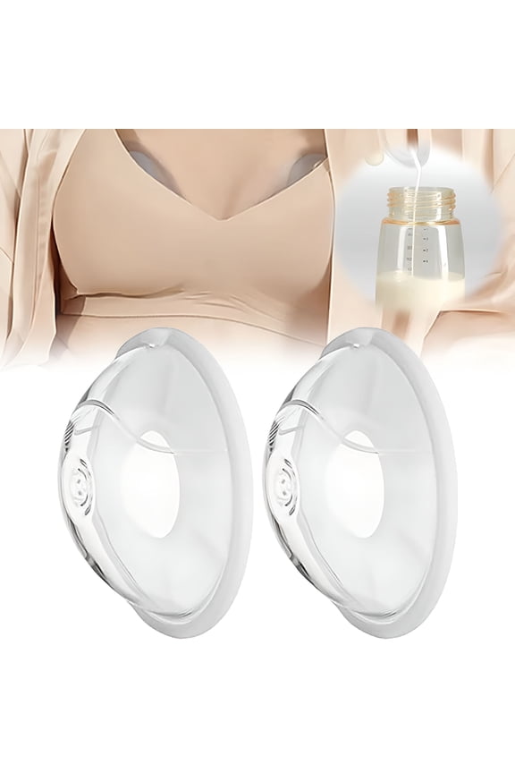 Silicone Manual Breast Pump - Hands Free Breast Pump - Passive Breast Milk Collector Shell for Newborns - Breastfeeding Essentials - Set of Two Silicone Cups