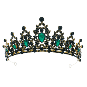 RAGUPEL Crown,Sparkling Zirconia and Alloy Tiaras for Women,Elegant and Shiny Colorful Gems Princess Crown for Effortless Elegance,Black&Green