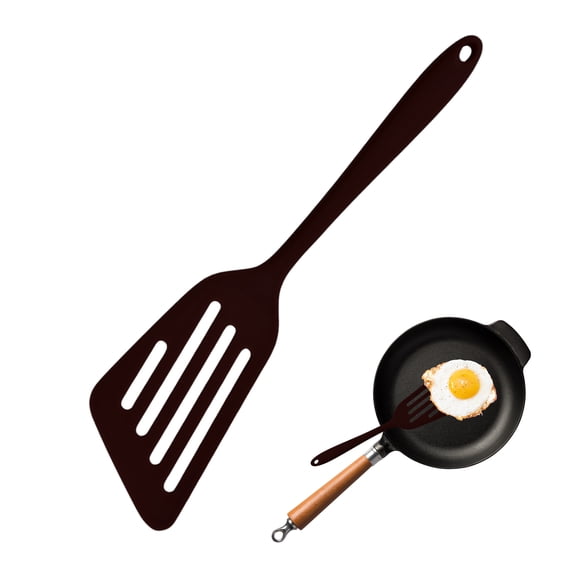 ACDANC Silicone Spatula,Flexible Fish Spatula Spatulas for Kitchen Use,Non Scratch Pan Surface Heat Resistant Spatulas,Black,13.58*3.15*1.18in