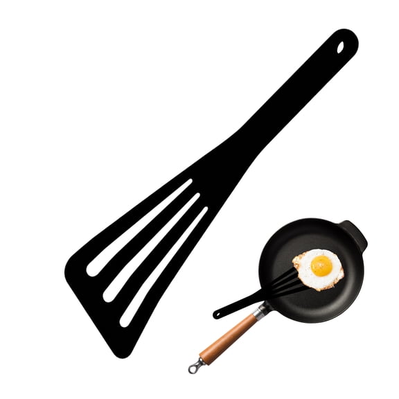 ACDANC Silicone Spatula,Hollow Edge Spatula Silicone Spatula for Cooking,Effortless Cooking Flip Design Small Spatula,Black,12.28*3.46*0.79in
