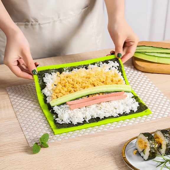 ACDANC Silicone Sushi Mat Silicone Sushi Rolling Mat Non-stick Easy to Clean Anti-slip Rectangle Shape Homemade Japanese Nori Sushi Making Pad Kitchen
