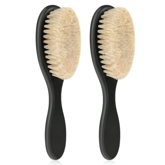 ACDANC Slick Back Hair Brush,2 Pack Soft Bristle Smoothing Hair Brushes for Curly Hair Detangling,Restores Shine,Horse Bristle Barber Fade Brush Beard Brush for Men,Professional Barber Accessories