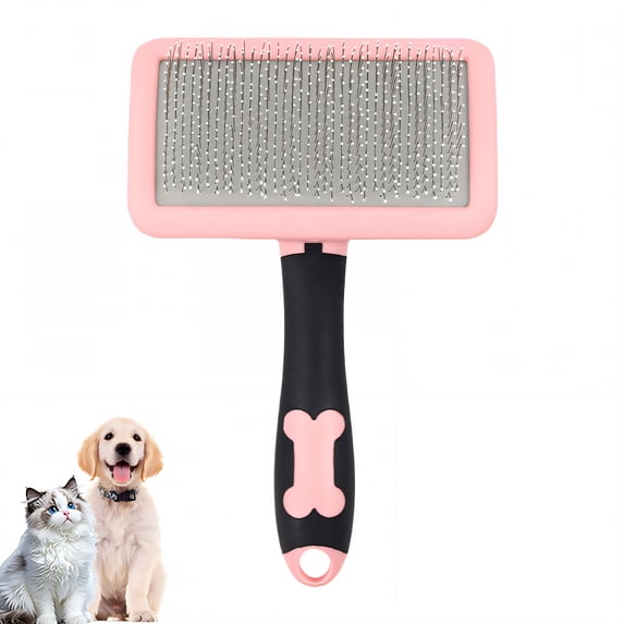 ACDANC Slicker Brush for Dogs,Non-Slip Handle Dog Brush for Long Haired Dogs,Flexible Steel Pins Dog Hair Brush,Pink
