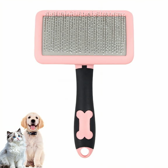 ACDANC Slicker Brush for Dogs,Non-Slip Handle Dog Brush for Long Haired Dogs,Flexible Steel Pins Dog Hair Brush,Pink