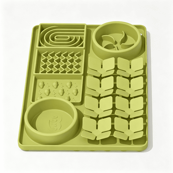ACDANC Slow Feeder Bowl for Dogs and Cats,Silicone Lick Mat & Snuffle Mat with Suction Cups - Interactive Puzzle Feeder,Slow Eating,Keep Busy and Reduce Vomiting (15.75" X 10.5" Green)