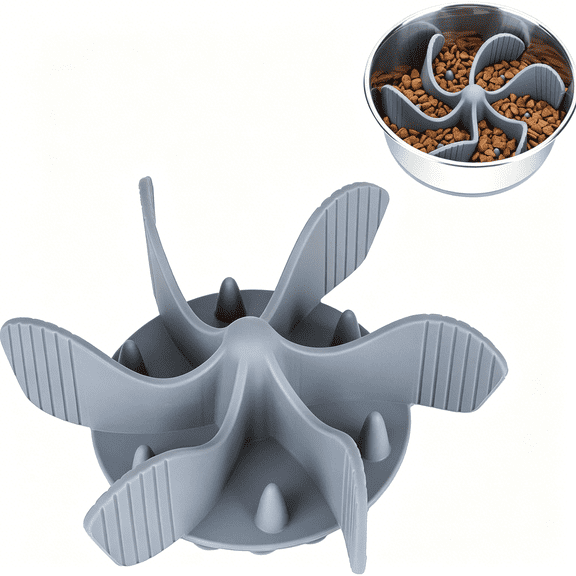 ACDANC Slow Feeder Dog Bowls Insert [Octopus Suction Cups] Super Firm Slow Eating Bowl [Cuttable] for Large/Medium Dogs Compatible with Regular & Elevated Bowls (Spiral)