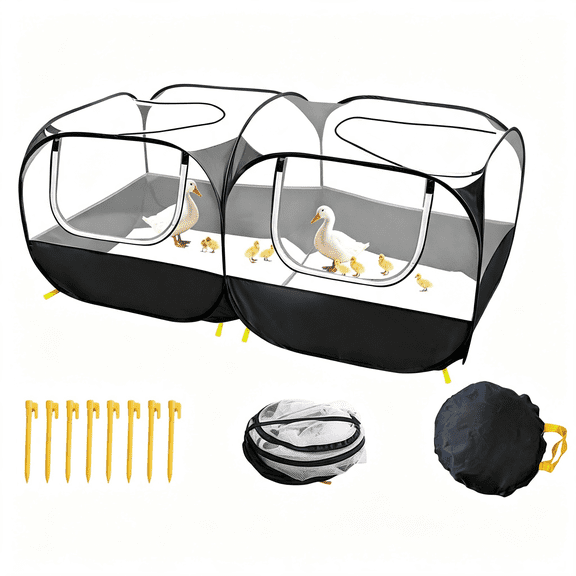 ACDANC Small Animals Playpen Portable Chicken Run Coop Large Chick Brooder Pet Cage Tent Zipper Doors Breathable Mesh Walls Foldable Pet Enclosure Cat Puppy Kitten Rabbits Indoor Outdoor