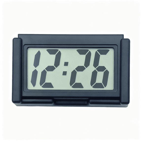 ACDANC Small Digital Clock with Jumbo Lcd Time&Day Displaymini Automotive Small Digital Clock Battery Operated for Desktop Nightstand Pocket Car Truck Dashboard&Air Vent(1,Black)