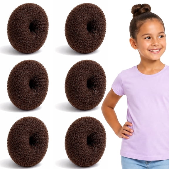 ACDANC Small Donut Bun Maker for Kids Hair Buns - Easy Ballet and Sock Buns Hair Bun Maker (6Pc Brown 2 Inch Size) | Kids Hair, Easy Ballet, Sock Buns