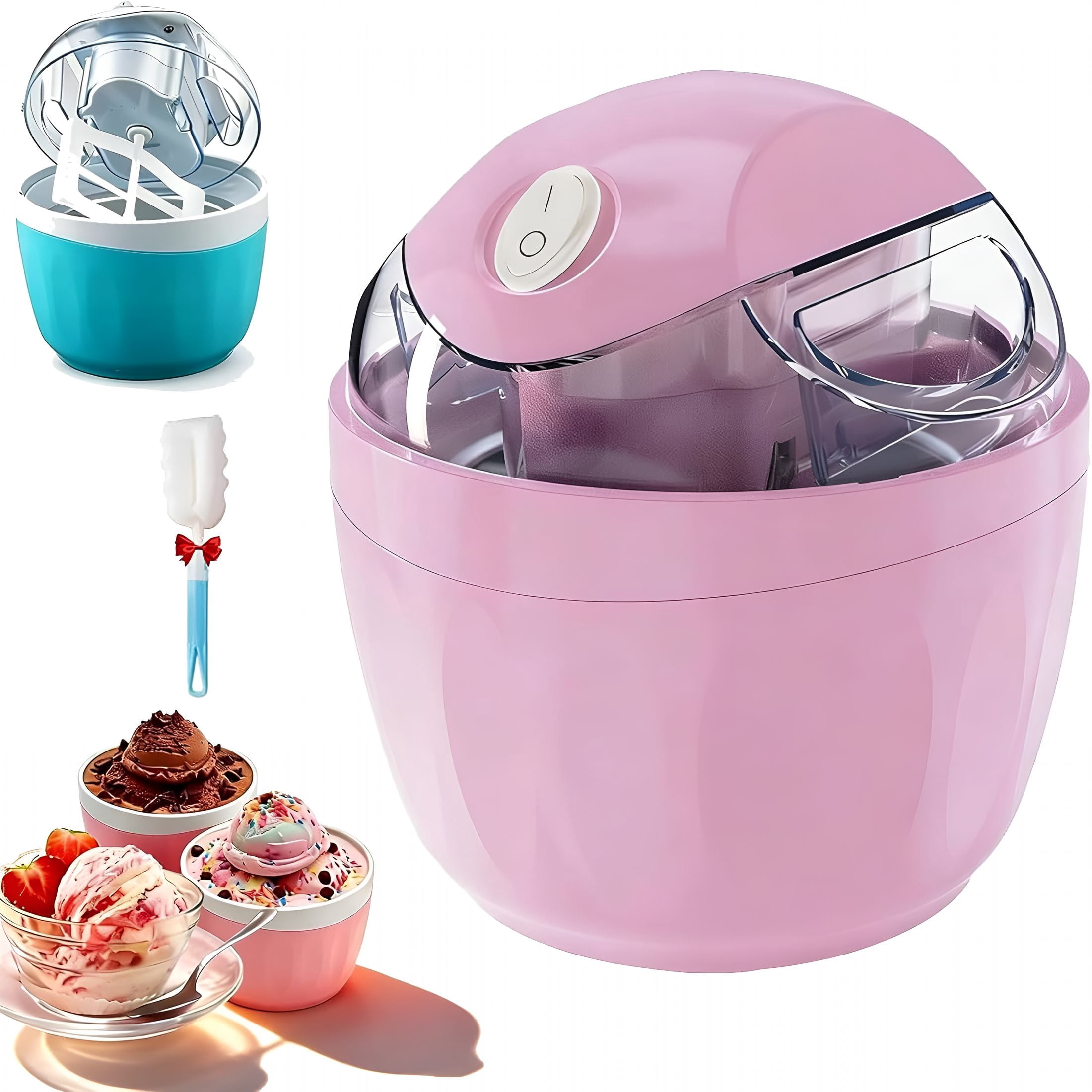 ACDANC Small Home Mini Ice Cream Maker,Personal Ice Cream Maker Mini,17Oz Electric Personal Gelato & Sorbet Machine,Just 15 Minutes,Easy One-Touch Dessert Makers for Families (Pink)