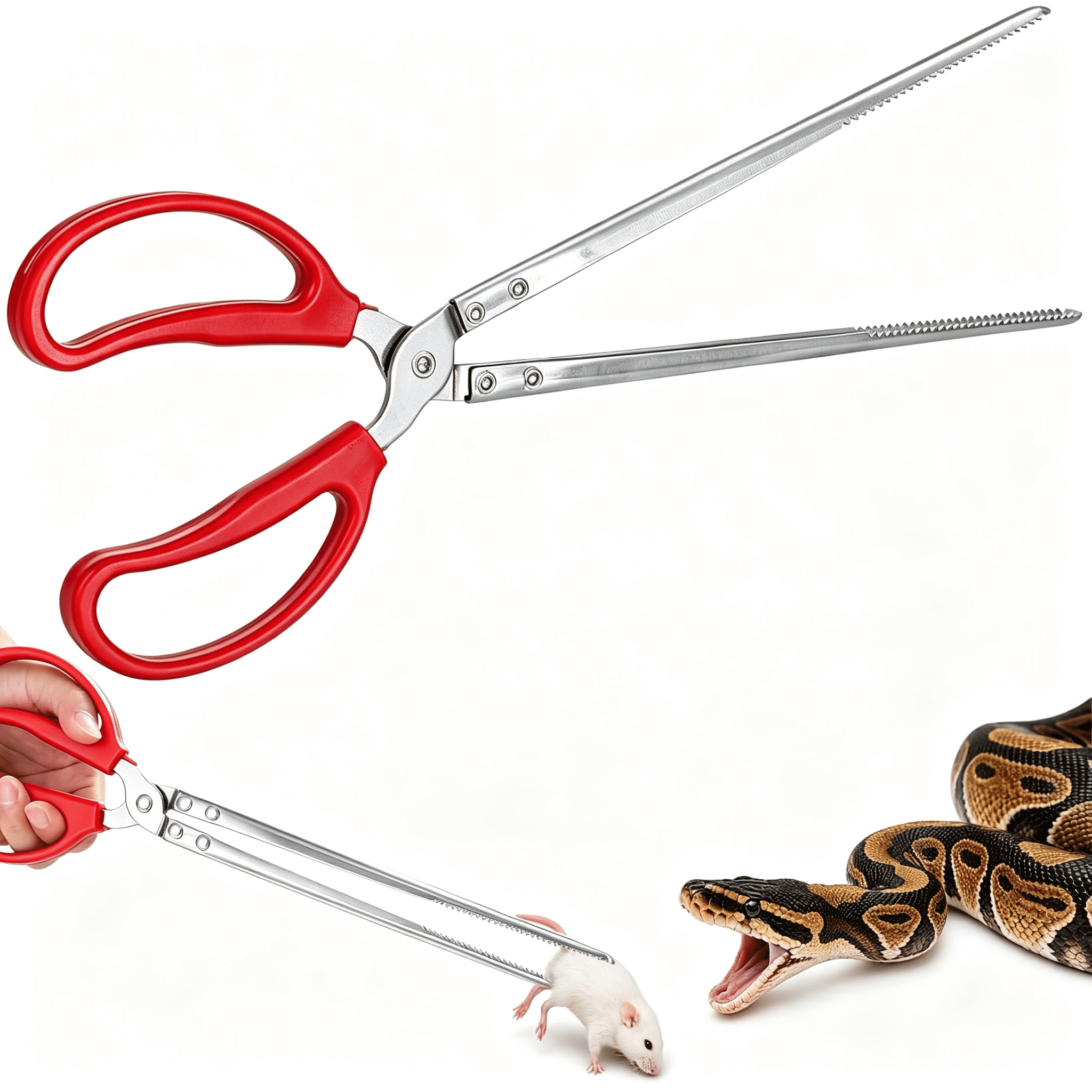 Snake Control Sign ACDANC Snake Feeding Tongs,15-Inch Stainless Steel Reptile Feeding ...