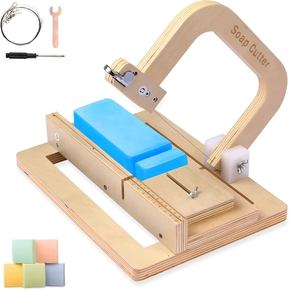 ACDANC Soap Cutter,Adjustable Wooden Soap Cutter with Stainless Steel Wire,Professional Slicer for Handmade Soap,Cheese,Candles,DIY Soap Making Tool (Wood)