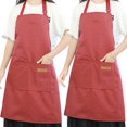 thumbnail image 1 of ACDANC 2Pcs Apron,Adjustable Neck and Back Ties Apron for Women with Pockets,Spacious Double Pockets Aprons,Style6, 1 of 4