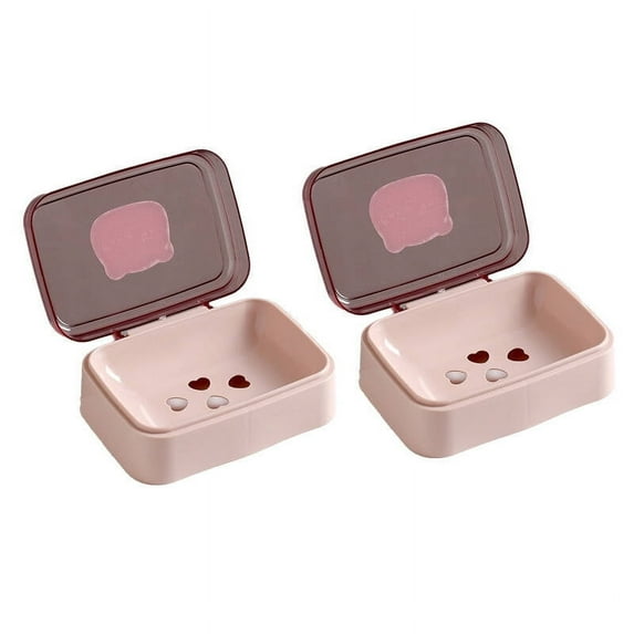 ACDANC 2Pcs Soap Dish,Plastics Travel Soap Dish,Transparent Box Cover Soap Holder,5"X4"X2"