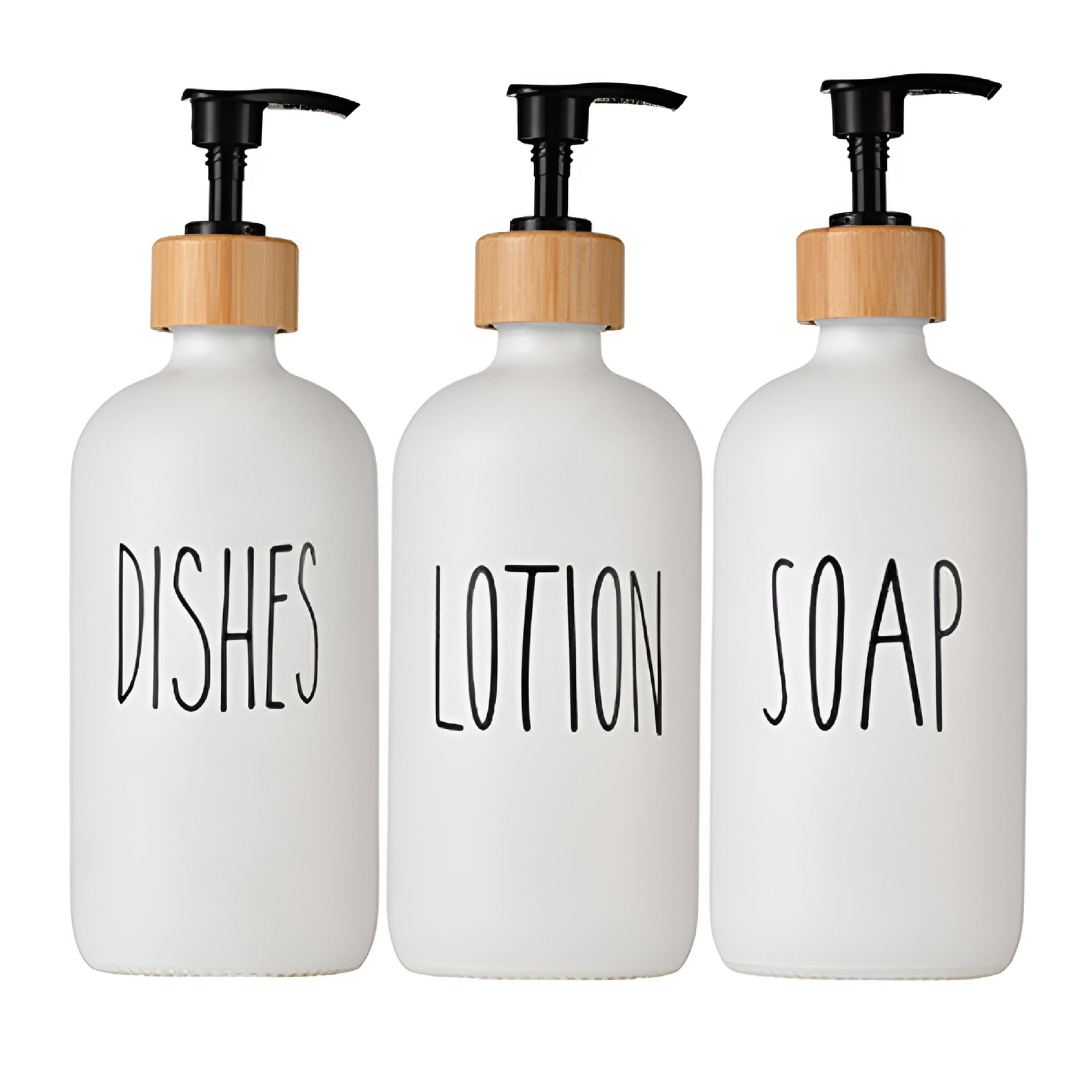 ACDANC Soap Dispenser,Dish Soap Dispenser for Kitchen Sink,Glass Hand Soap Dispenser,Modern Farmhouse Decor Dish Soap Dispenser for Bathroom,Kitchen Sink Decor (White Set)