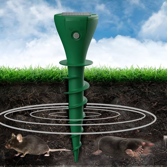 ACDANC Solar Powered Mole Repellent, Ultrasonic Vibration Stake to Expel Voles & Gophers, Weatherproof Yard & Garden Pest Control Device