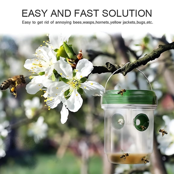 ACDANC Solar Wasp Trap Outdoor Hanging Carpenter Bee Traps,Reusable Hornet Trap with UV Light Waterproof Harmful Insects Trap for Garden