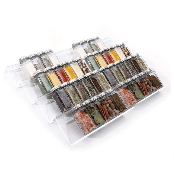 ACDANC Spice Rack,Adjustable Acrylic Seasoning Organizer with Tiered Design for Spice Jars