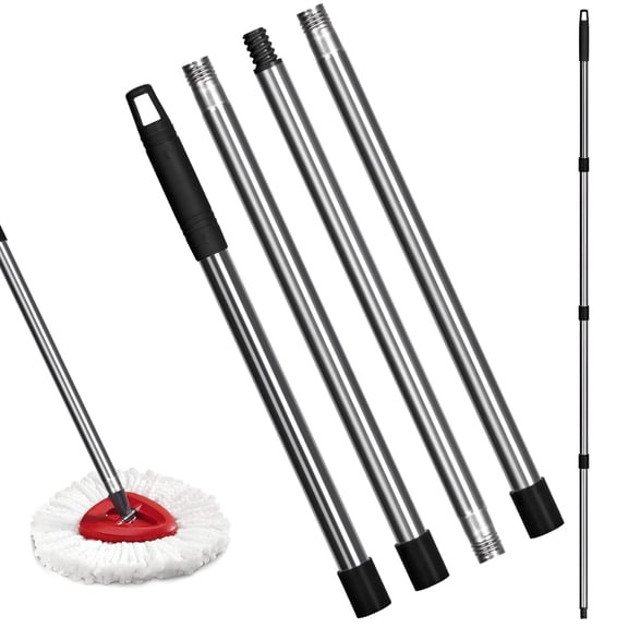 ACDANC Spin Mop Replacement Handle - 4-Section 30" to 58" Mop Handle Replacement Stick Compatible with Spin Mop Base,Mop Refills for Floor Cleaning Black