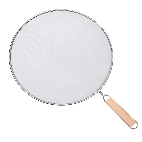 ACDANC Splatter Screen for Frying Pan,8" Stainless Steel Grease Splatter Guard with Handle Hot Oil Splash Guard Fine Mesh Frying Pan Shield for Kitchen Cooking Supplies (Wood Handle)