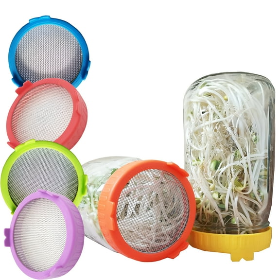 ACDANC Sprouting Lid Good Drainage Mason Jar Plastic Sprout Lid with Stainless Steel Screen for Household