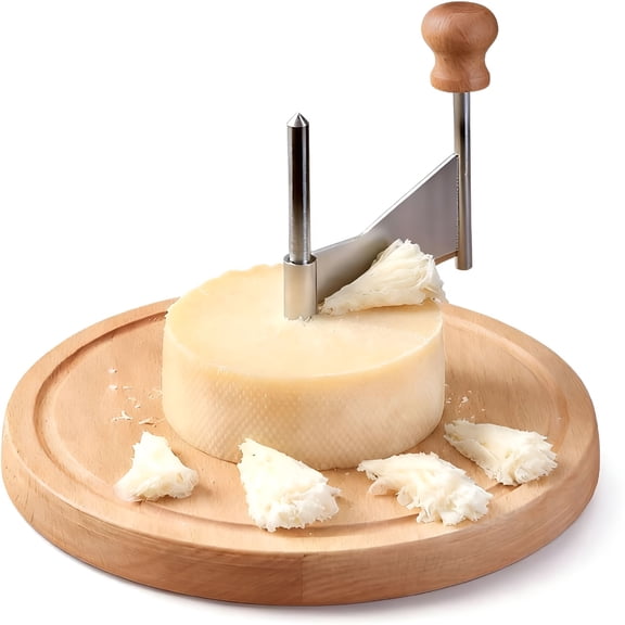 ACDANC Stainless Steel Cheese Curler Wheel with Wood Base Sharp Blade Shaver for Hard Cheese Chocolate Rose Shavings