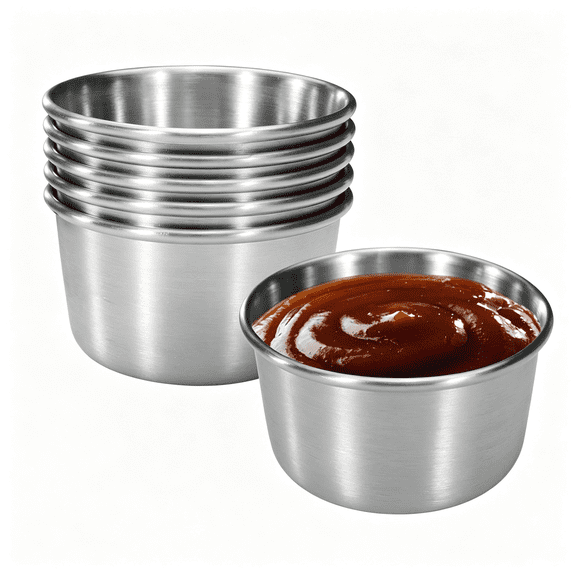 ACDANC Stainless Steel Dipping Sauce Cup Mini Dip Bowls Reusable Metal Condiment Cups Ramekins Containers Ketchup Dressing Home Party Restaurant Kitchen 2.3 Inches/5.8 Cm 6Pcs Silver
