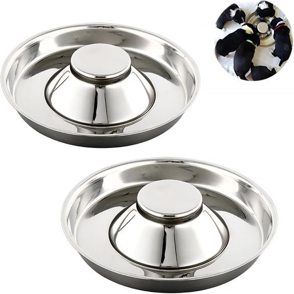 ACDANC Stainless Steel Dog Bowl, Pet Bowl Puppy Bowls for Food Water, Puppy Feeder Bowl Weaning Whelping Dishes, Slow Feeder Dog Bowl for Multiple Puppies Cats Eating at The Same Time (10.2in-2pcs)
