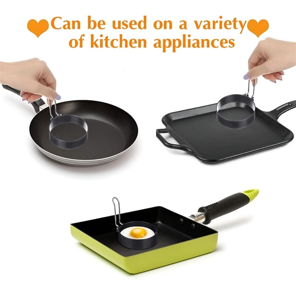 ACDANC 2026 New Stainless Steel Eggs Maker Non Stick Round Egg Cooker for Cooking Cooking Rings Shaper for Frying Pancake Sandwiches Metal Handle Household Kitchen Breakfast Tool Egg Shaper