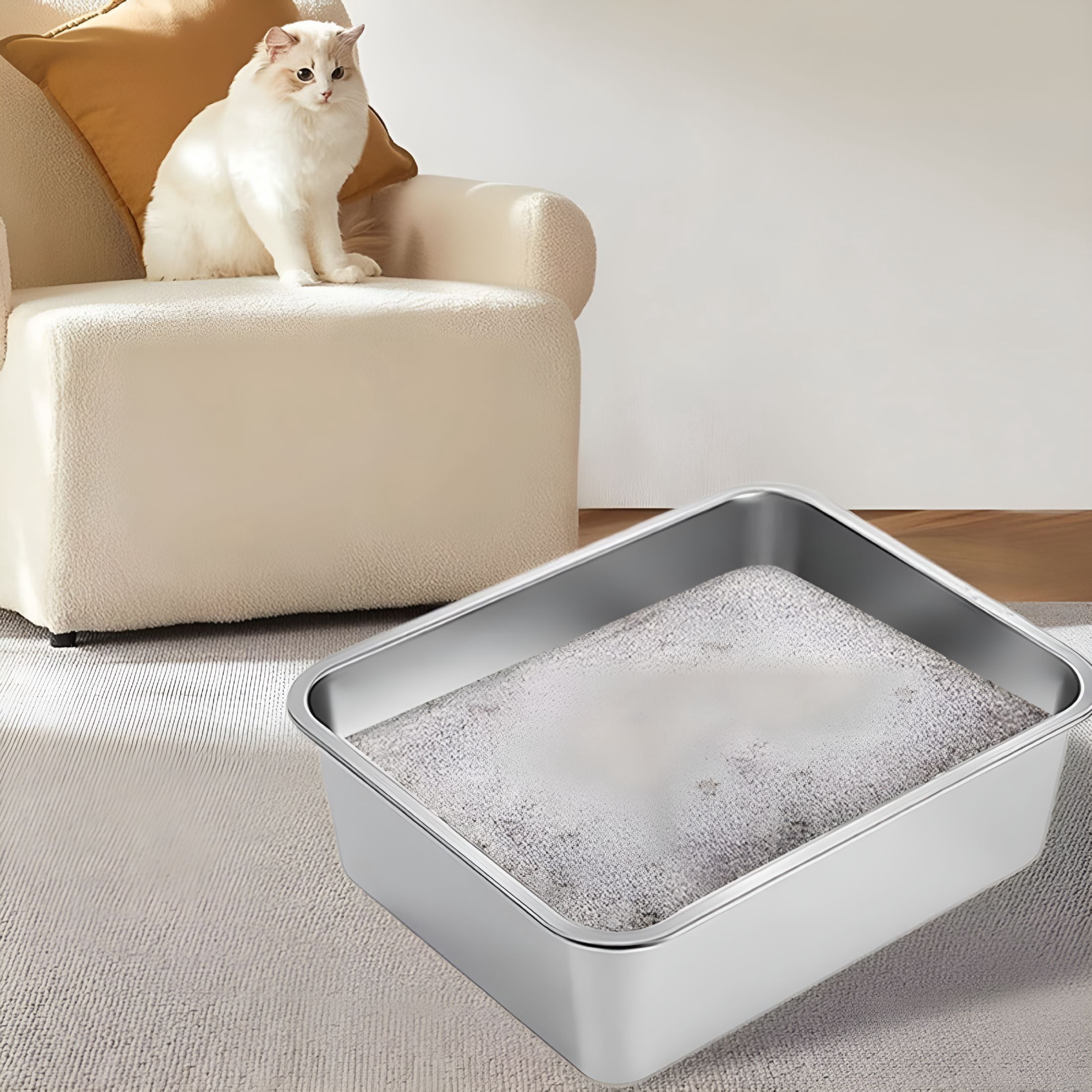 Acdanc Rabbit ACDANC Stainless Steel Extra Large Cats Litter Box: Designed For Small ...